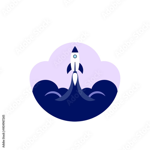 Rocket launch illustration vector for startup business technology and space exploration design concept art