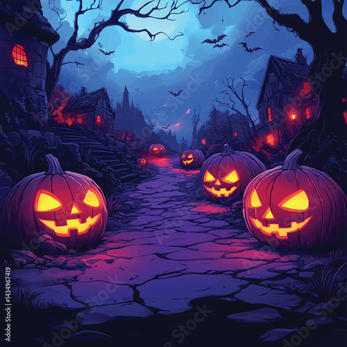 Eerie Halloween Village at Sunset.
