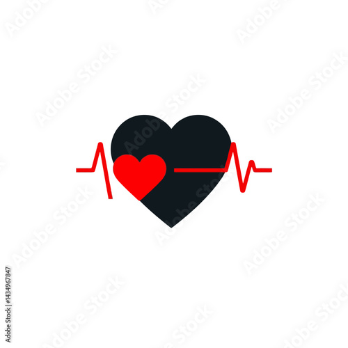 Heart health cardiology ekg heartbeat pulse medical healthcare wellness awareness love valentine cardio icon 100
