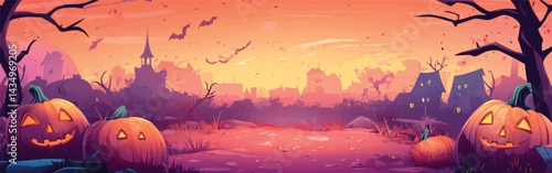 Vector Halloween Illustration with Jack-o’-Lanterns.