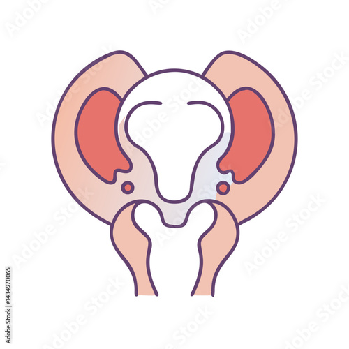 Graphical uterus diagram illustration on black backdrop design element