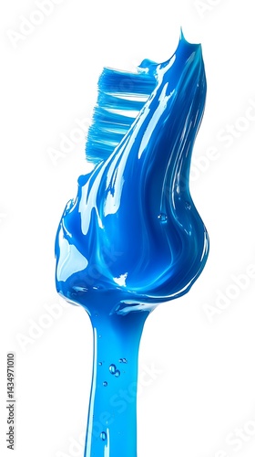 Toothbrush with Blue Gel on White Background, Dental Care, Hygiene, Cleanliness