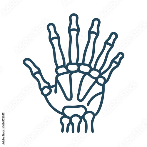 Hand bones skeleton illustration, simple design on black background