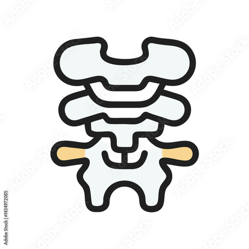 Stylized vector illustration of human cervical spine on black backdrop