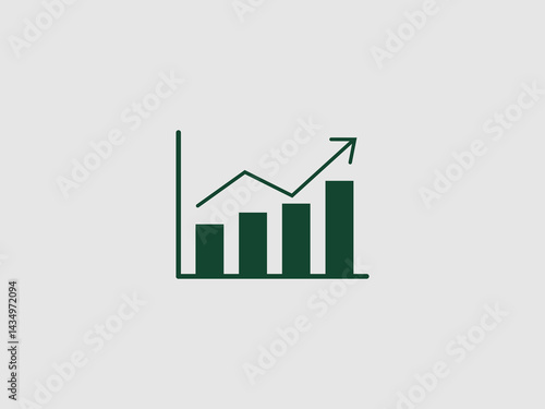 a dark green bar graph illustrating an upward progression