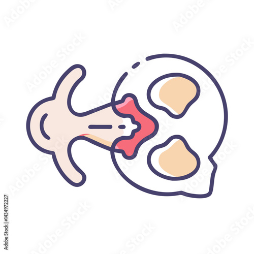 Flat design illustration of human skull and brain concept