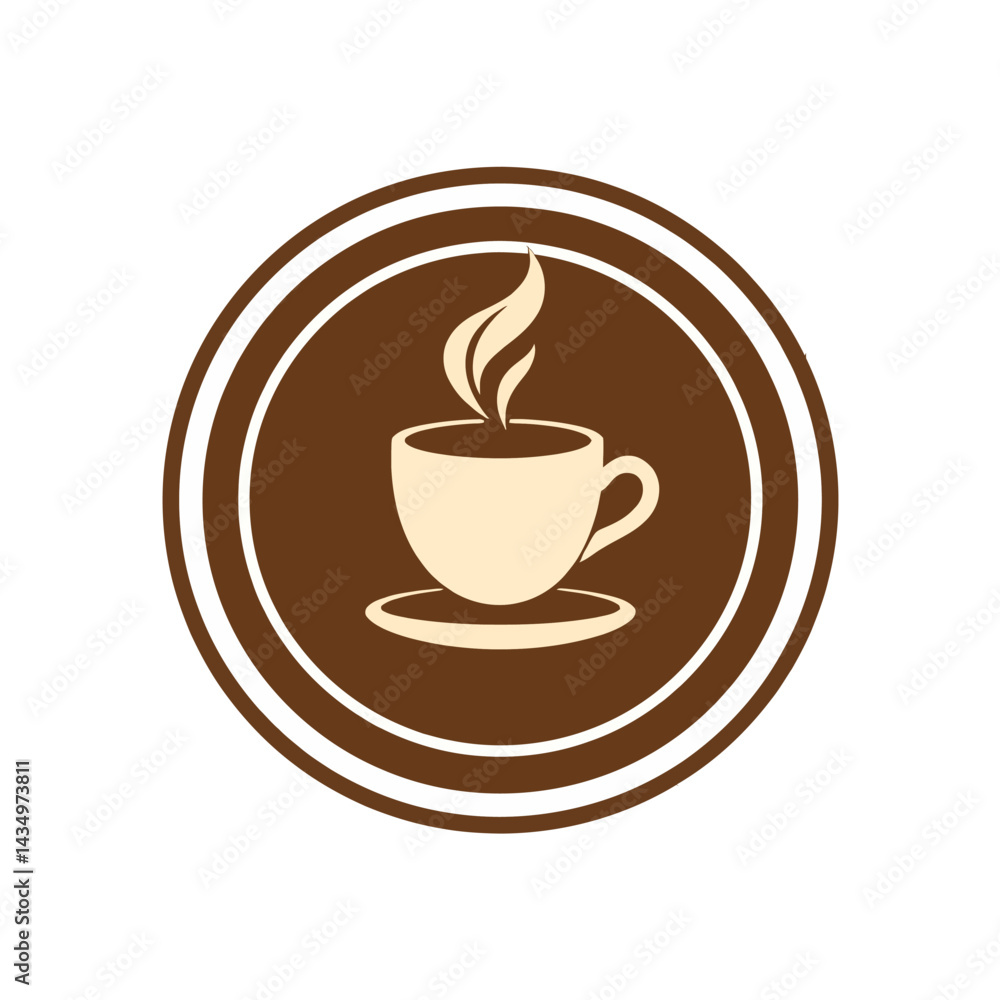 Coffee cup vector graphic design illustration with steam in brown circle for cafe logo design icon Coffee cup vector graphic design illustration with steam in brown circle for cafe logo design icon