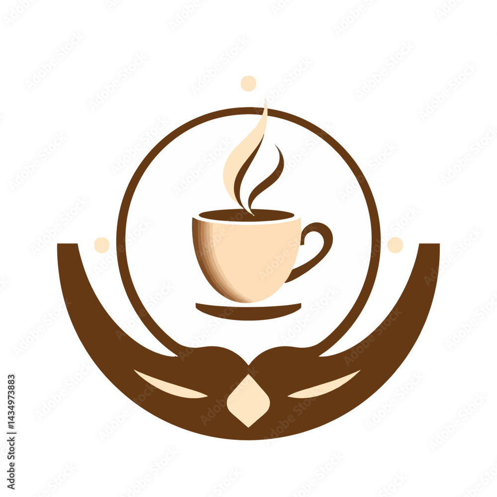 Obraz premium Coffee shop logo design with cup of coffee and steam for cafe or restaurant branding and marketing use