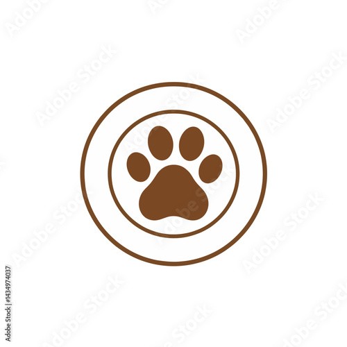 Dog paw print vector illustration for pet care animal rescue adoption logo design and veterinary clinic symbol