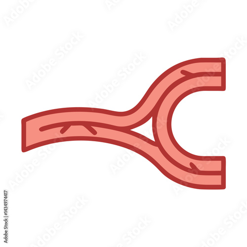 Artery bifurcation symbol in simple style over black backdrop