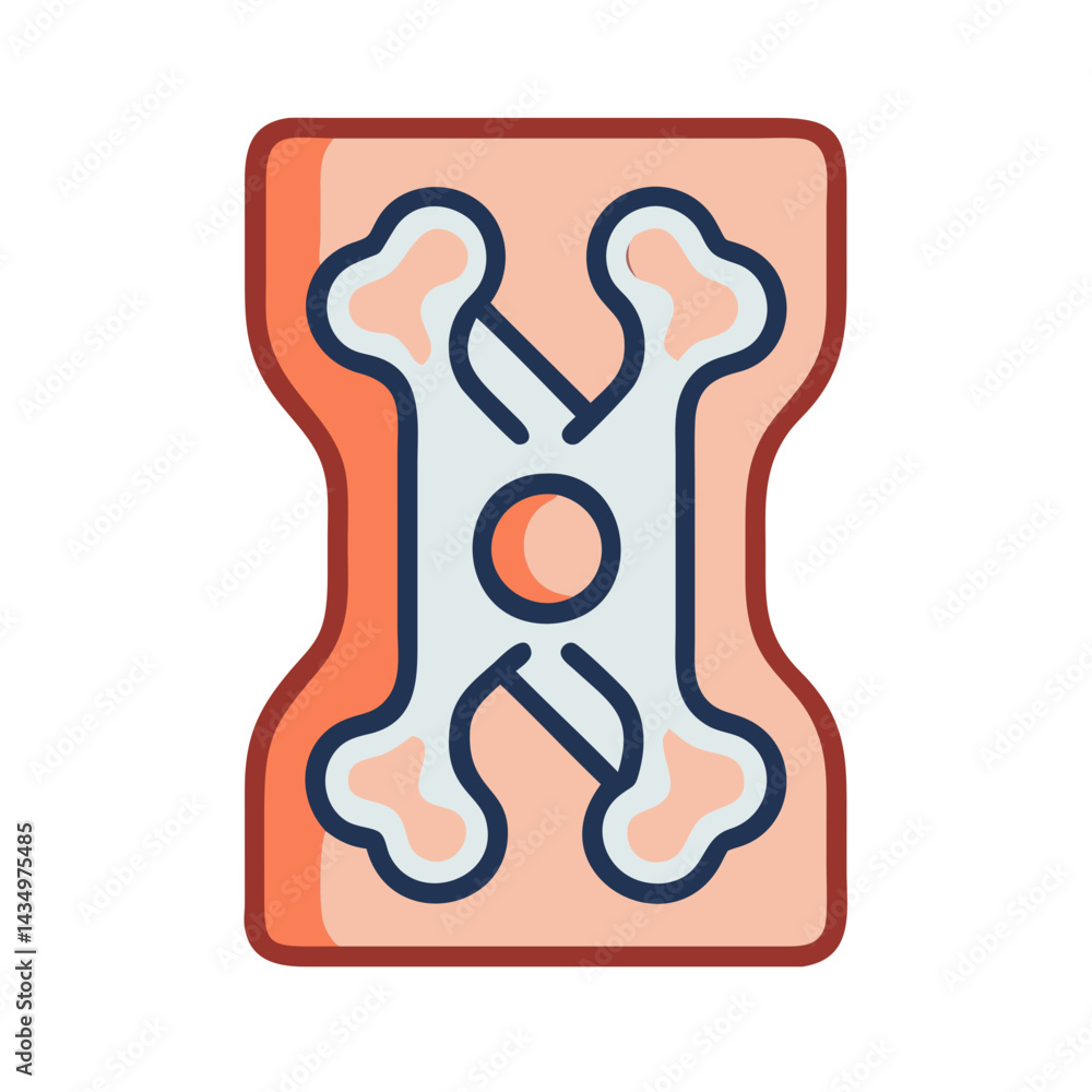 Obraz premium Crossed bones flat illustration on a rectangular backdrop