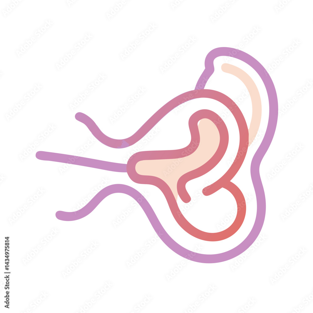 Stylized human ear with internal structure on black background Stylized human ear with internal structure on black background