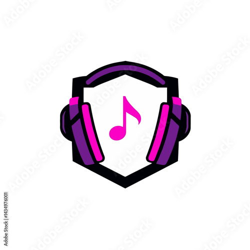 Music headphones logo design for dj streaming podcast audio entertainment and sound production company brand identity