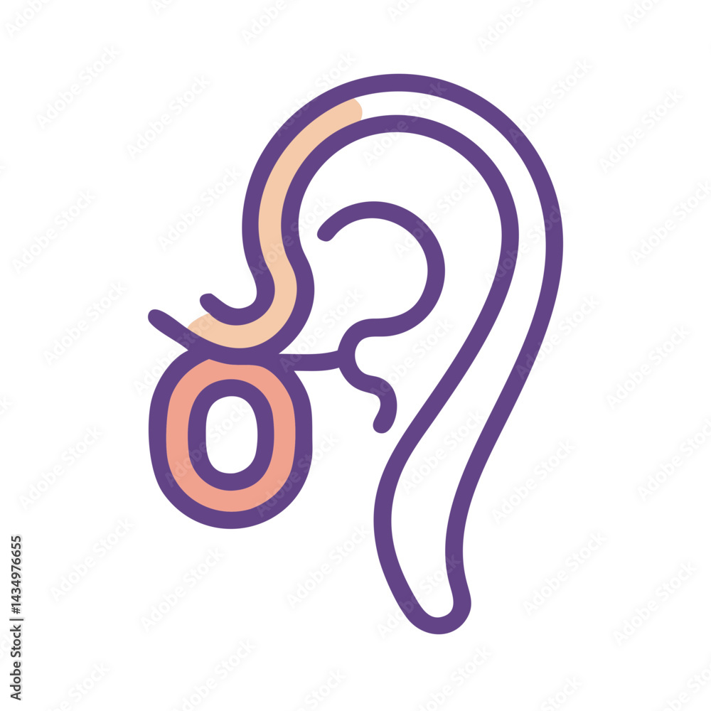 Obraz premium Anatomical ear illustration on black background, flat design art