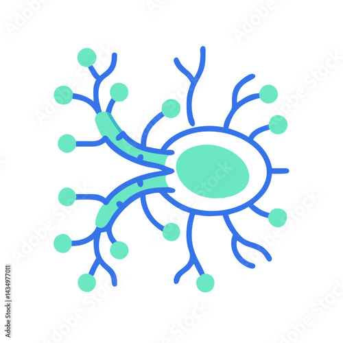 Abstract Neuron Cell Depiction with Colorful Branches on Black