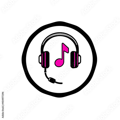 Listen to music headphones music note podcast audio sound voice recording studio dj equipment vector art