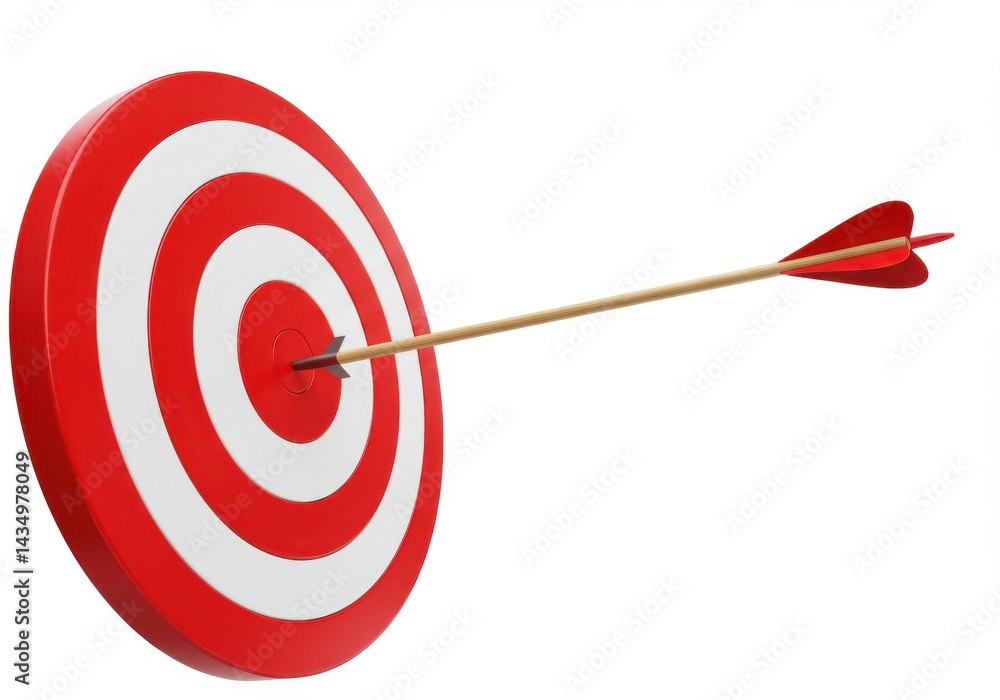 Arrow hits target isolated on white background Arrow hits target isolated on white background