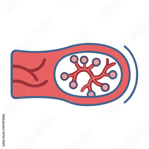 Illustration of a Pulmonary Alveolus with Capillaries in Detail
