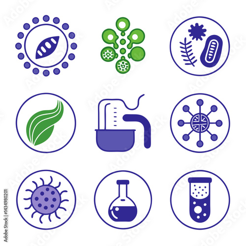 Modern flat icons depicting science and laboratory concepts