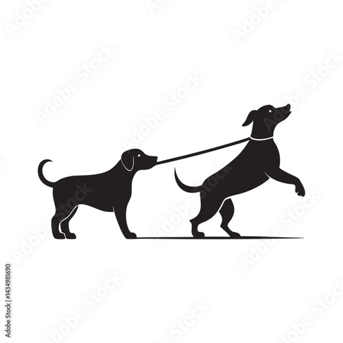 Dogs Tug Of War Silhouette
