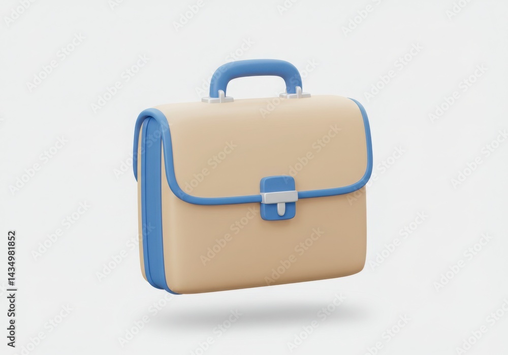Tan and blue briefcase isolated on white background Tan and blue briefcase isolated on white background