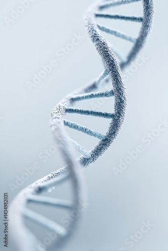 close-up of dna double helix model or genetics research setup against minimalistic and neutral backdrop