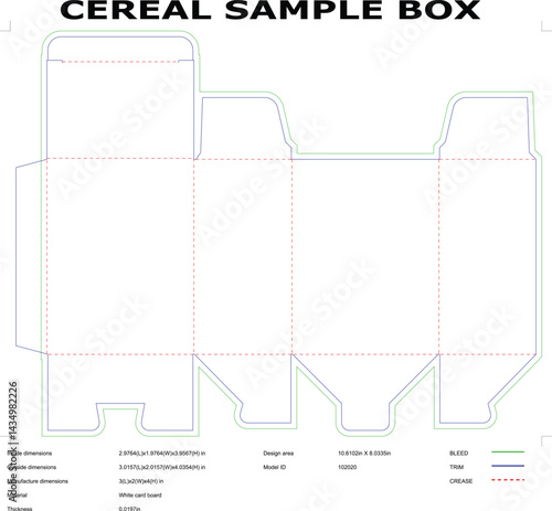 Cereal Box Packaging Die Cut Template Vector Design With Dimensions For Production