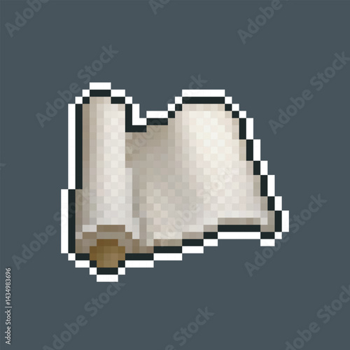 outlined fabric material in pixel art style with isolated background