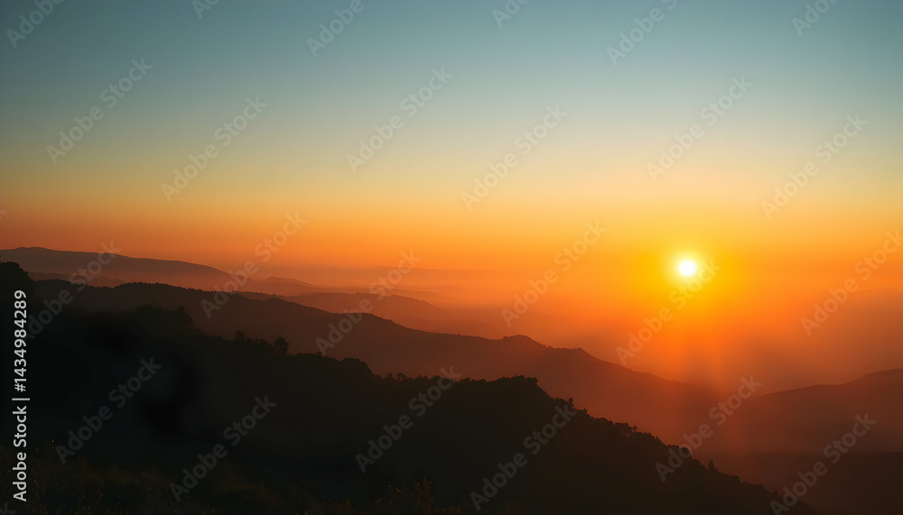 Sunrise Over Misty Mountains Sunrise Over Misty Mountains