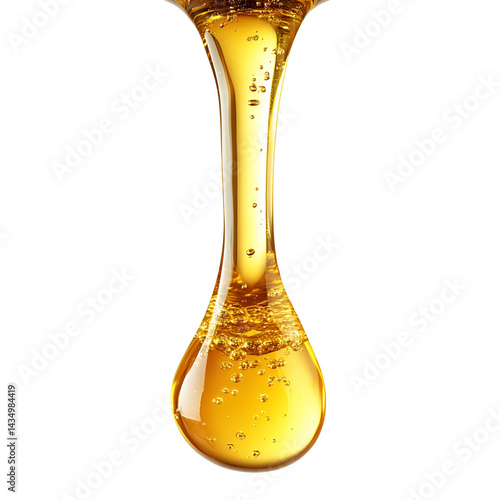Golden Liquid Droplet Falling Dark Background