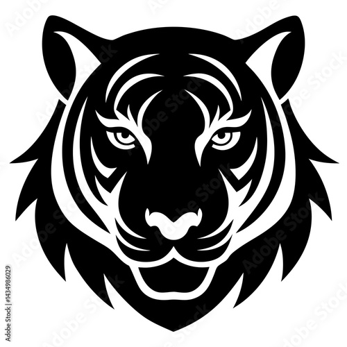Wallpaper Mural Black and White Tiger Head Illustration Torontodigital.ca