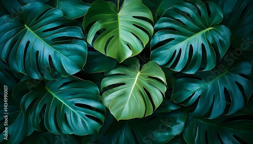 Wallpaper Mural Green monstera leaves in a natural setting. Torontodigital.ca