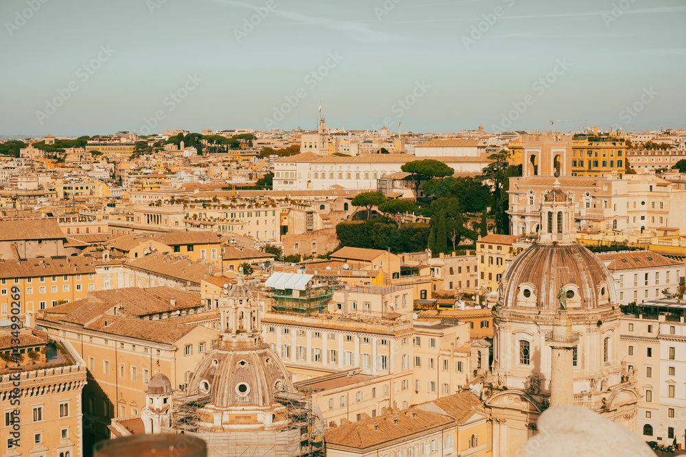 Fototapeta premium Senatorial Palace. 12th century municipal building on Roman foundations with a bell tower, Michelangelo elements. Rome, Italy