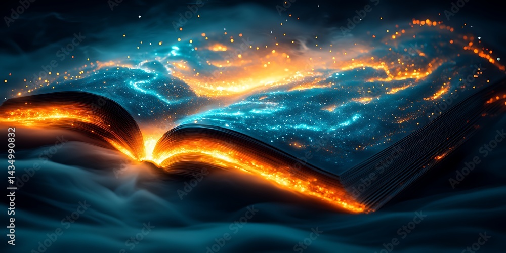 Open Book Magic Night Sky