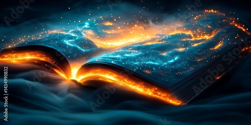Obraz na płótnie Open Book Magic Night Sky w salonie
