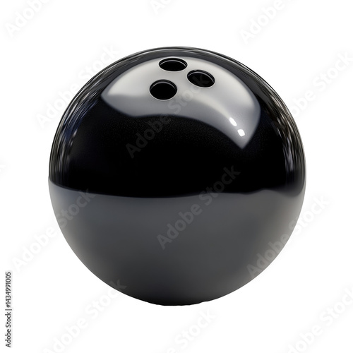 A glossy bowling ball with three finger holes, Transparent background