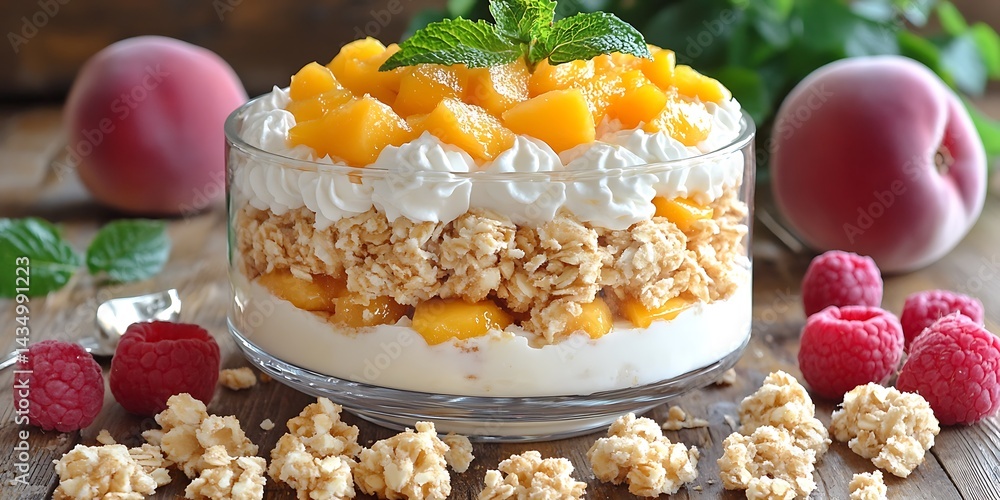 Peach Yogurt Parfait Breakfast Table