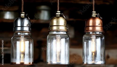 Obraz na płótnie Vintage Jar Pendant Lights Display w salonie