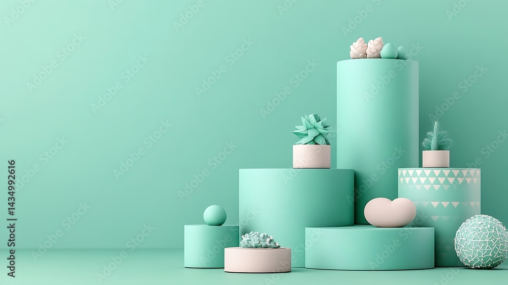 Pastel Cylinders Display Plants