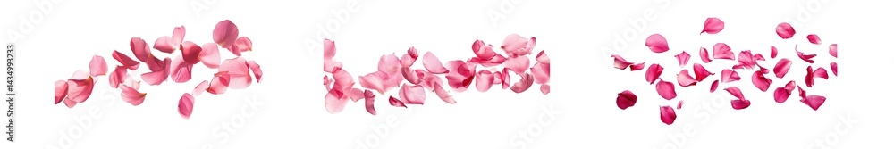 Set of pink flower petals falling isolated on transparent background Set of pink flower petals falling isolated on transparent background