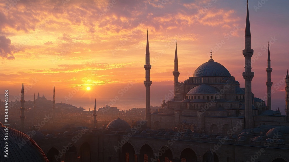 Fototapeta premium Sunrise over a historic mosque