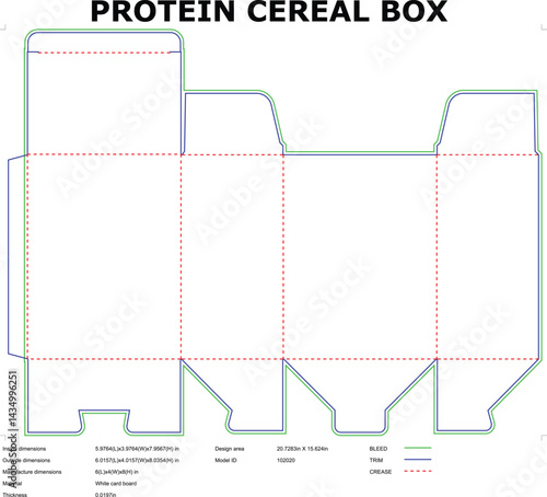 Protein Cereal Box Die Cut Template Packaging Design Vector Illustration