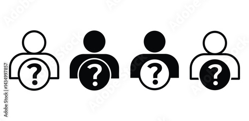 Anonymous Person Icons Black and White Question Mark User Symbols Vector Design