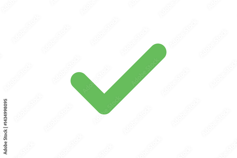 Green check mark or tick icon on white background Green check mark or tick icon on white background