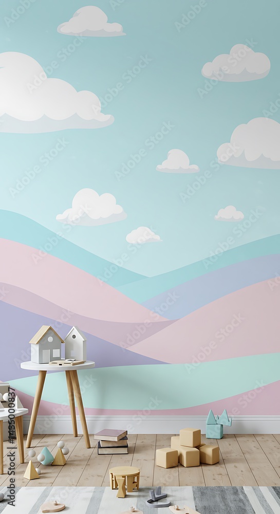 Fototapeta premium Pastel Dreamscape Mural AI Generated