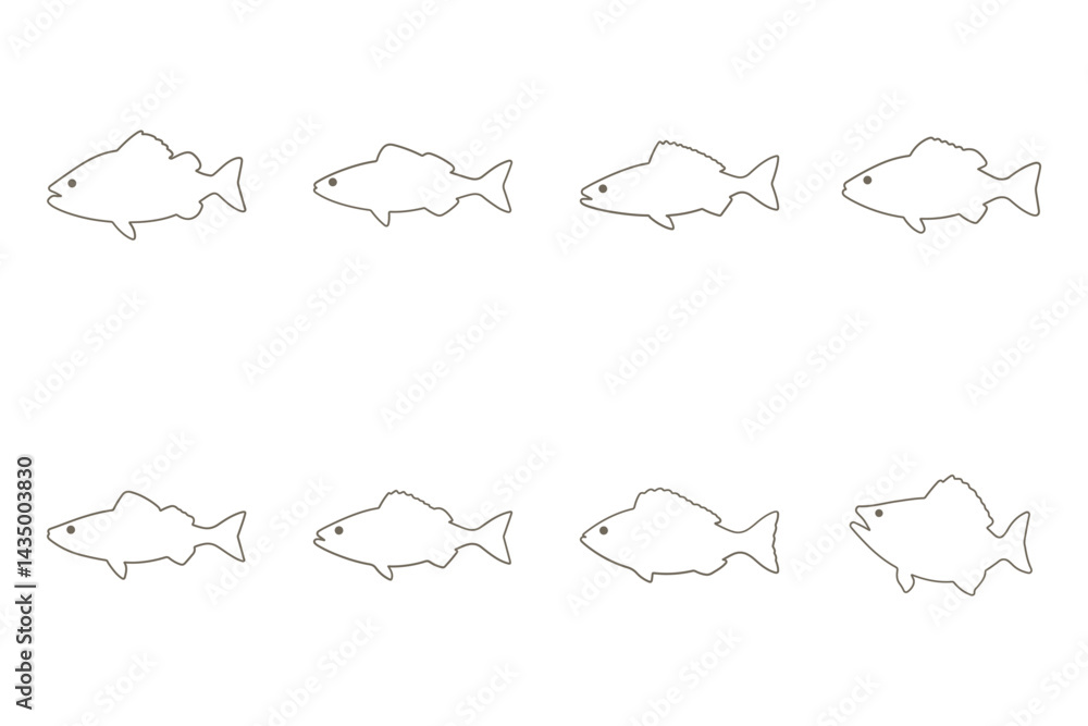 Haddock Fish Outline Icon Set Haddock Fish Outline Icon Set