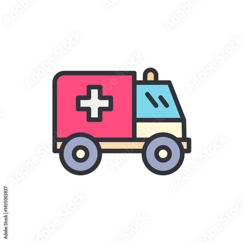 Wallpaper Mural Ambulance colored icons, minimalist vector illustration ,simple transparent graphic element .Isolated on white background Torontodigital.ca