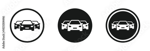 Heavy traffic jam car icon. Car inventory vector icons