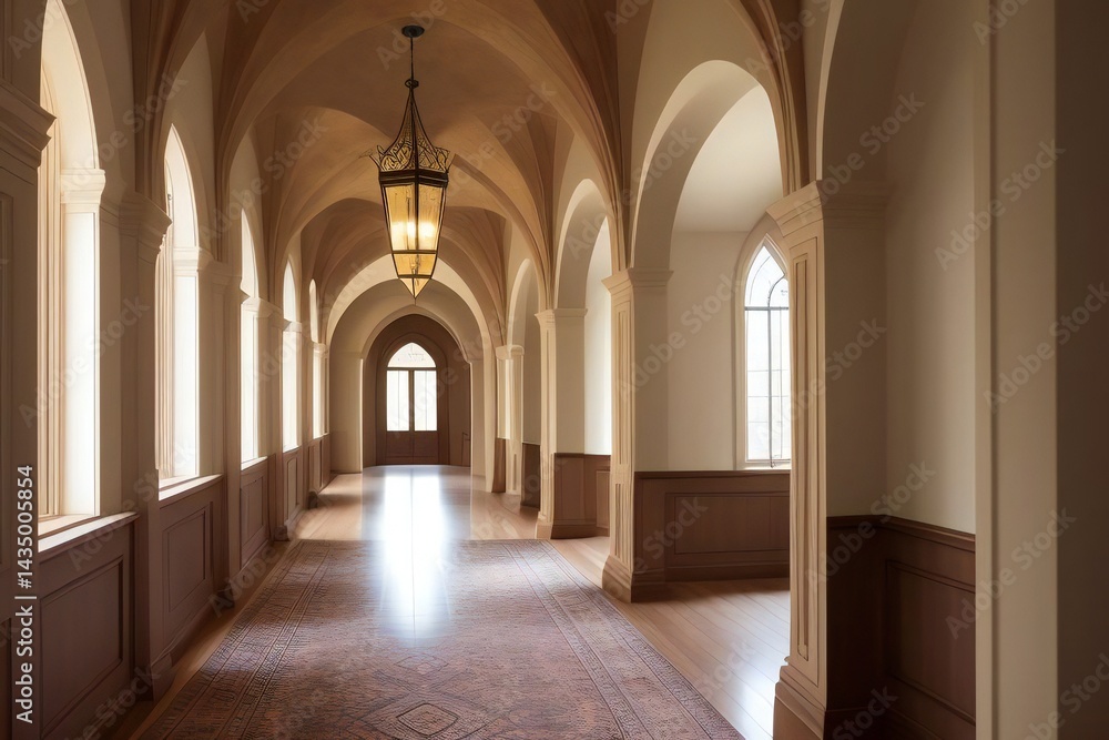 Obraz premium Sunlit beige hallway