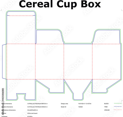 Cereal Box Packaging Die Cut Template With Bleed Trim And Crease Lines For Design